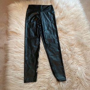 Black faux leather leggings